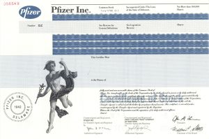Pfizer Inc. - Specimen Stock Certificate - Very Rare Variety