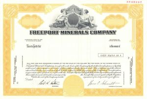 Freeport Minerals Co. - Specimen Stock Certificate