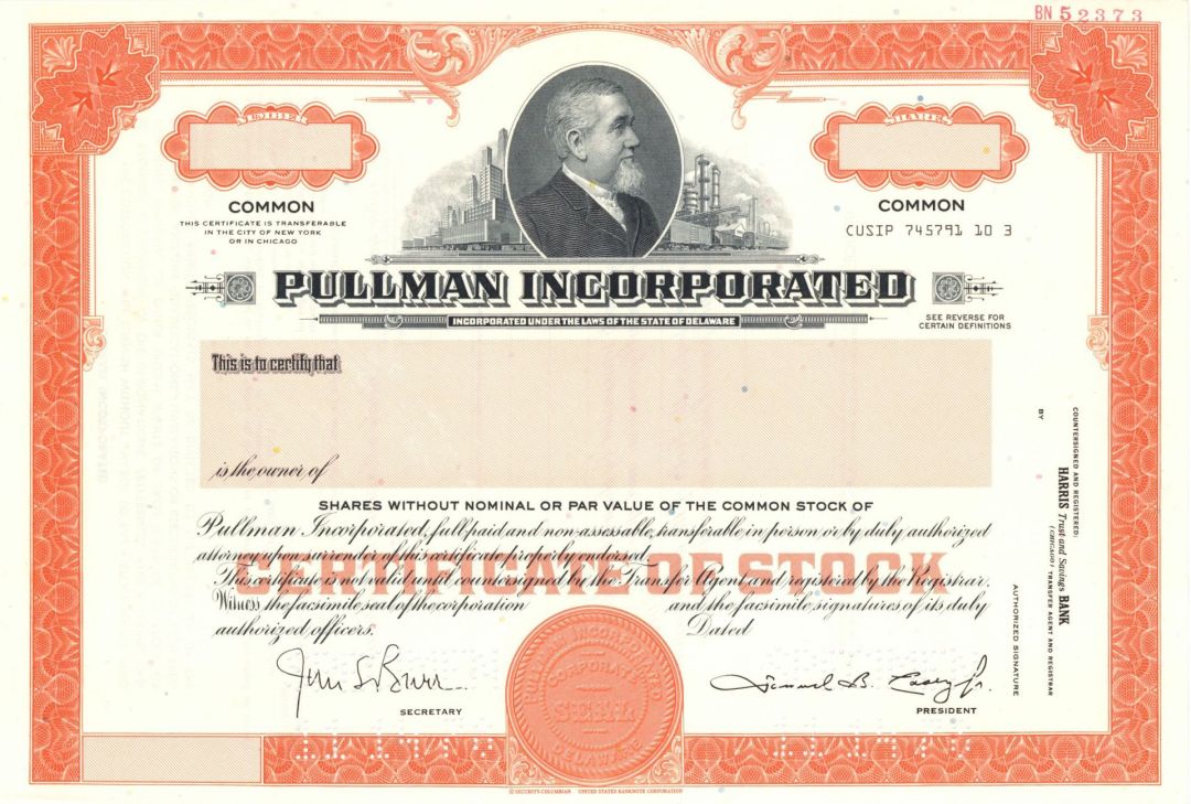 Pullman Inc. - Specimen Stock Certificate