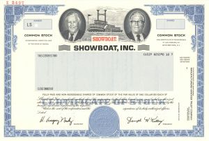 Showboat, Inc. - Specimen Stock Certificate