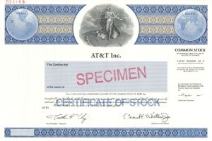 AT&T, Inc. - 2005 dated Specimen Stock Certificate - American Telephone and Telegraph Inc.
