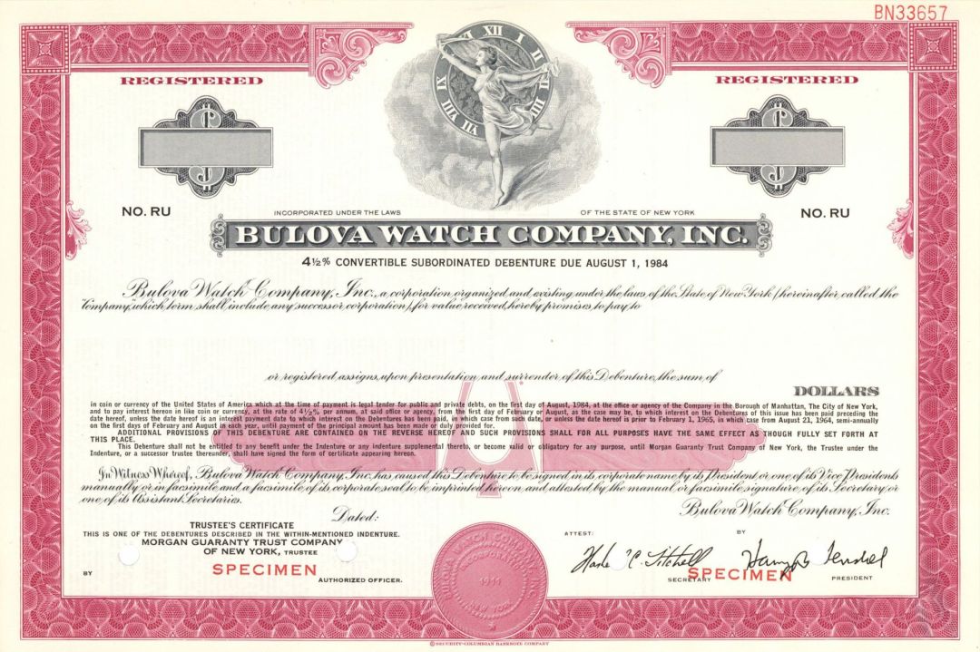 Bulova Watch Company, Inc. - Specimen Bond