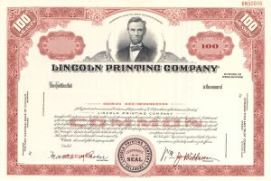 Lincoln Printing Co. - Specimen Stock Certificate