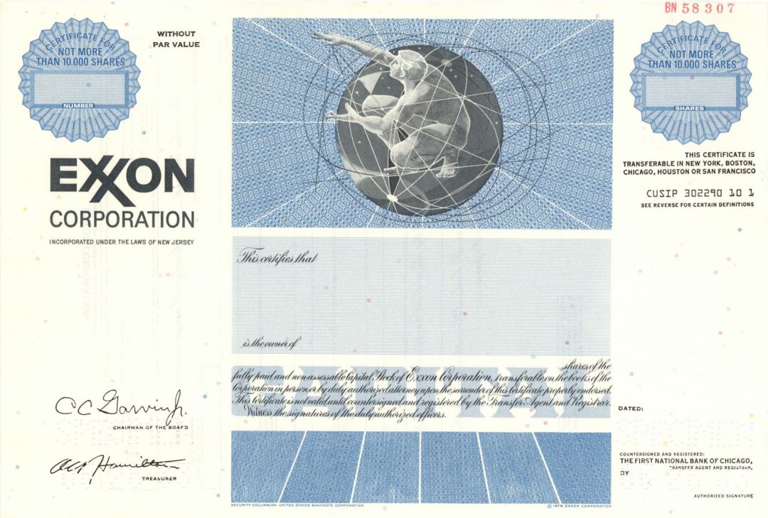 Exxon Corp. -  Specimen Stock Certificate