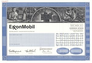 ExxonMobil Corp. - Specimen Stock Certificate - Fantastic Vignette Across Entire Stock
