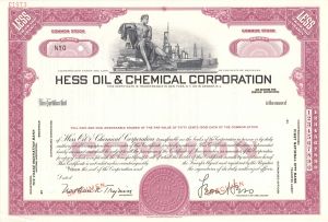Hess Oil and Chemical Corp. - Specimen Stock Certificate