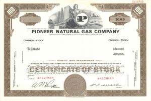 Pioneer Natural Gas Co. - Specimen Stock Certificate