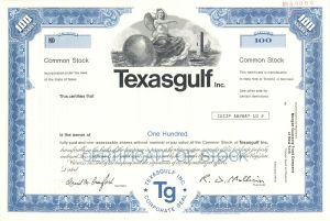 Texasgulf Inc. - Specimen Stock Certificate