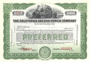 California Oregon Power Co. - Specimen Stock Certificate