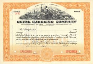 Duval Gasoline Co. - Specimen Stock Certificate