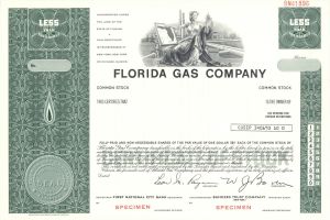 Florida Gas Co. - Specimen Stock Certificate