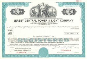 Jersey Central Power and Light Co. - $1,000 Specimen Bond