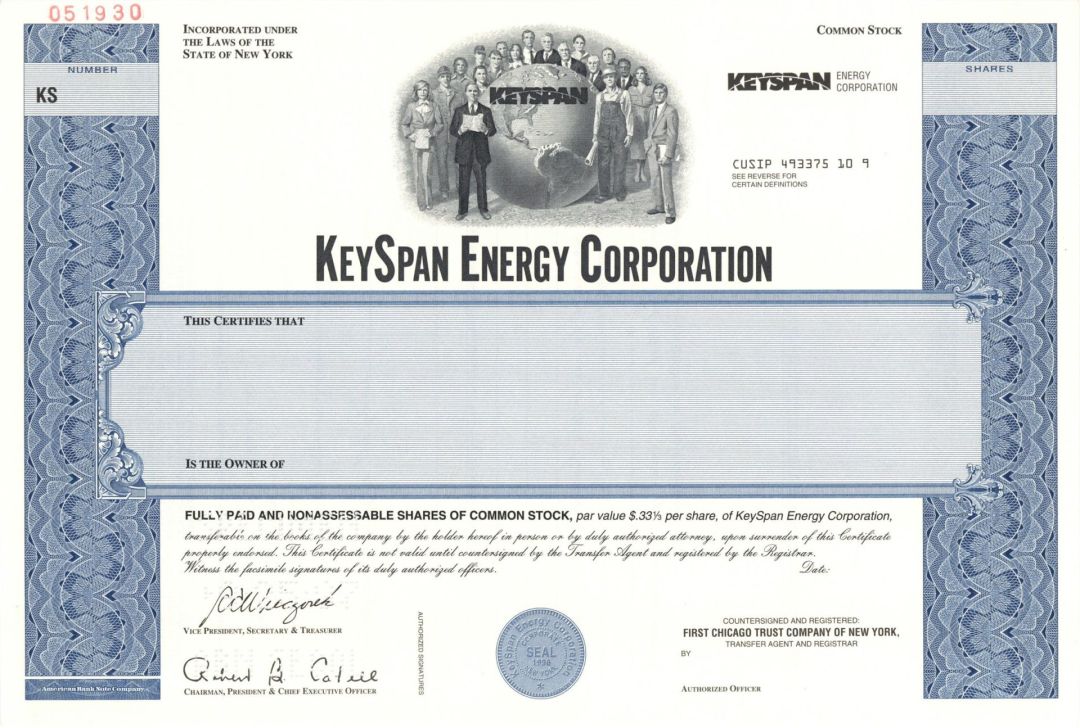 Keyspan Energy Corp. - Specimen Stock Certificate