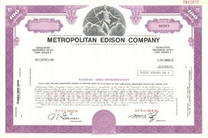 Metropolitan Edison Co. - Specimen Stock Certificate