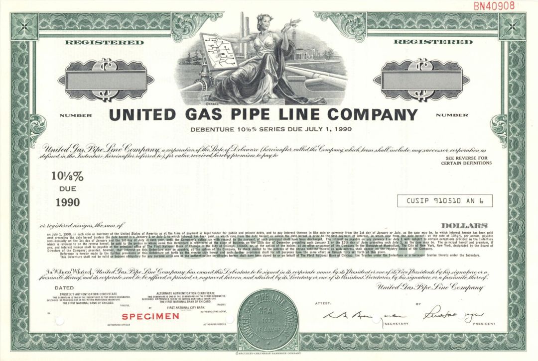 United Gas Pipe Line Co. - Specimen Bond