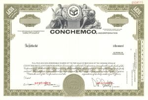 Conchemco, Inc. -  Specimen Stock Certificate