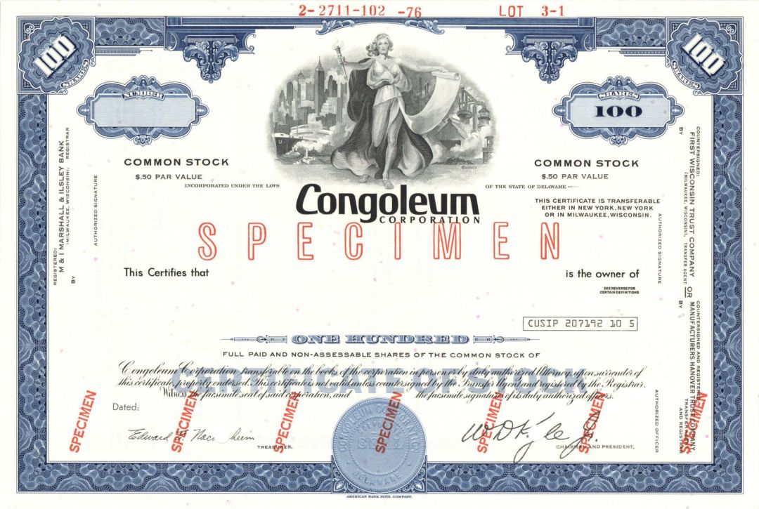 Congoleum Corp. -  Specimen Stock Certificate
