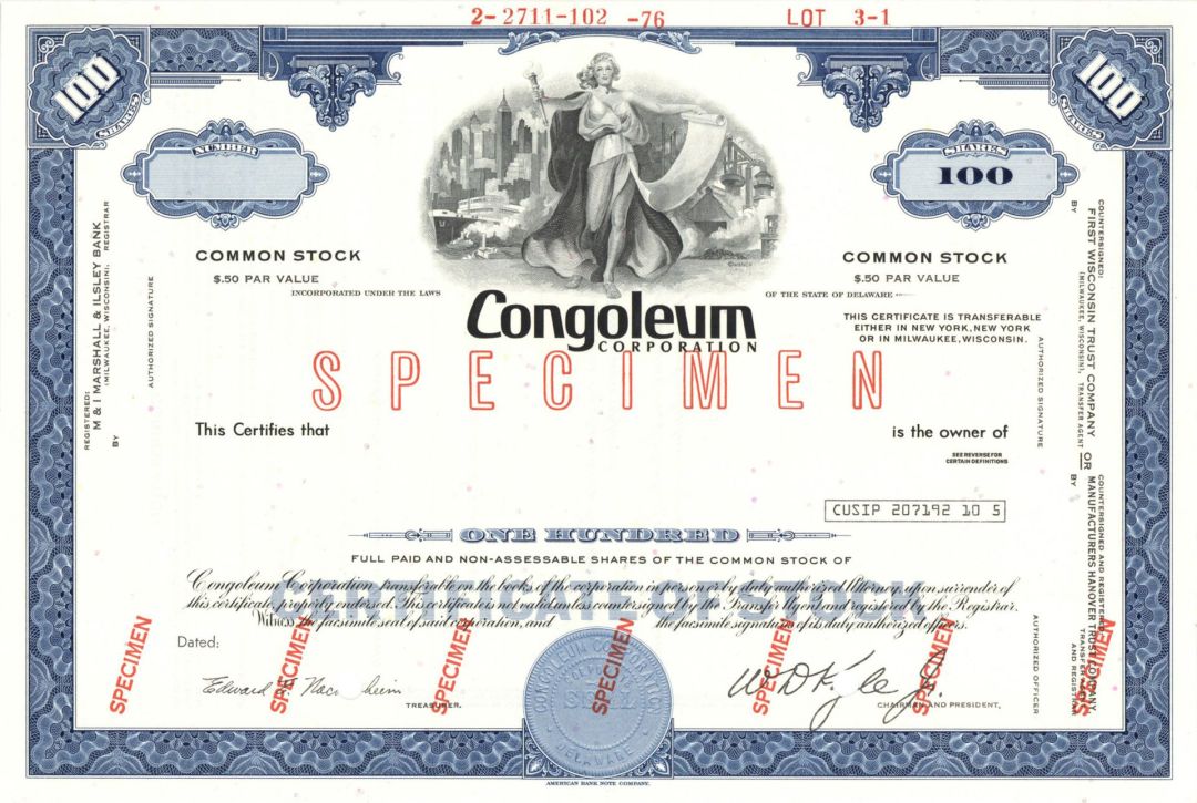 Congoleum Corp. - Specimen Stock Certificate