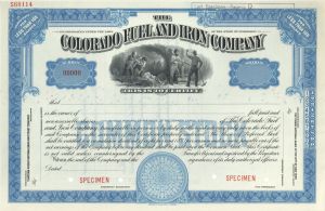 Colorado Fuel and Iron Co. - Specimen Stock Certificate - Gorgeous Blue Color