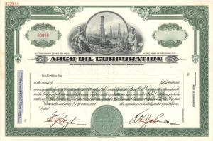 Argo Oil Corp. -  1936 Specimen Stock Certificate