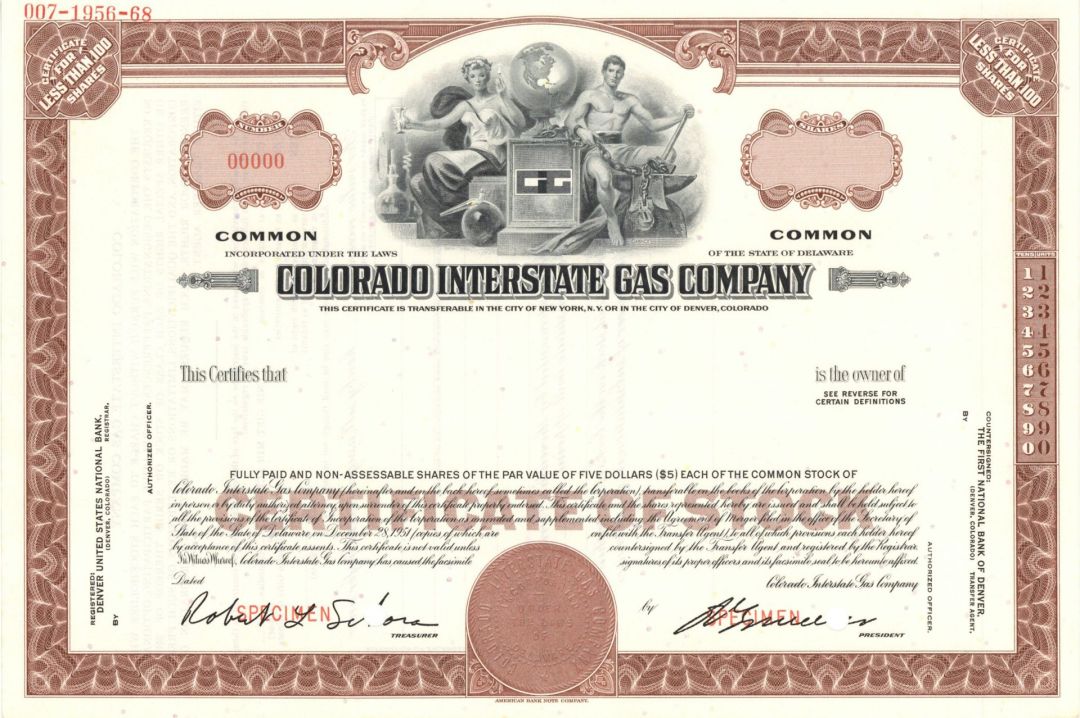 Colorado Interstate Gas Co. -  Specimen Stock Certificate