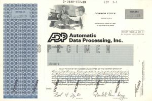 Automatic Data Processing, Inc. (ADP) - Specimen Stock Certificate