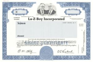 La-Z-Boy Inc. -  1941 Specimen Stock Certificate