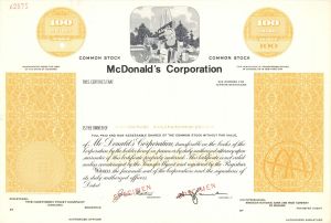 McDonald's Corp. - Specimen Stock Certificate