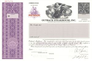 Outback Steakhouse, Inc. - 2000 dated Specimen Stock Certificate