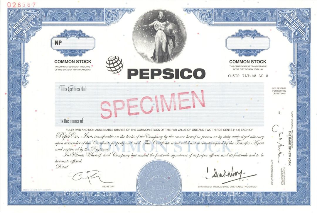 Pepsico - Specimen Stock Certificate