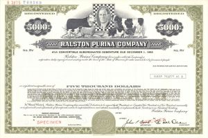 Ralston Purina Co. -  1894 $5,000 Specimen Bond