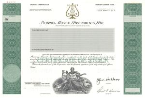 Steinway Musical Instruments, Inc. - 1997 dated Specimen Stock Certificate