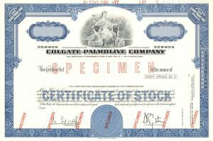 Colgate-Palmolive Co. - circa 1970's Specimen Stock Certificate