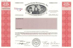 Tricon Global Restaurants, Inc. - 1997 dated Specimen Stock Certificate
