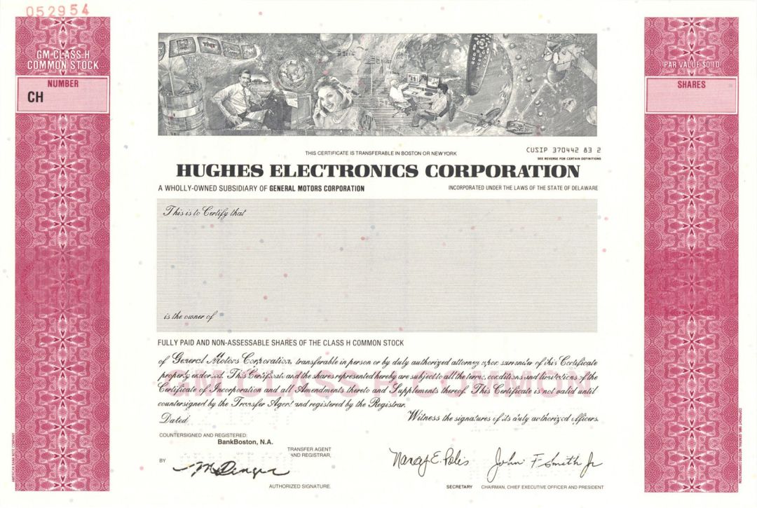 Hughes Electronics Corp. - 12/16/1997 dated Specimen Stock Certificate