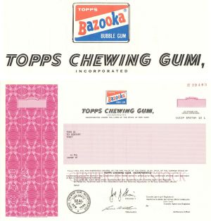 Topps Chewing Gum, Inc. - Bubble Gum Vignette - 1982 dated Specimen Stock Certificate