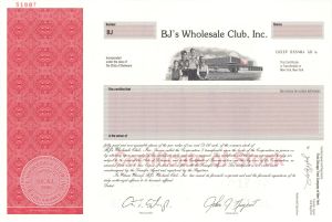BJ's Wholesale Club, Inc. -  1997 Specimen Stock Certificate