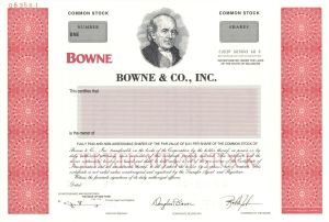 Bowne and Co., Inc. -  1999 Specimen Stock Certificate