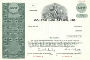 Coleco Industries, Inc. -  Specimen Stock Certificate