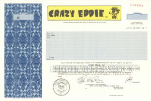 Crazy Eddie Inc. -  1984 Specimen Stock Certificate