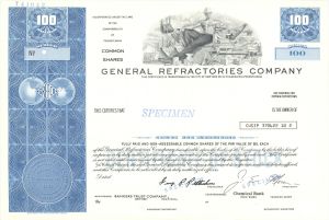 General Refractories Co.  -  1922 Specimen Stock Certificate