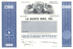 La Quinta Inns, Inc. - 1994 Specimen Stock Certificate