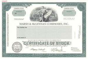 Marsh and McLennan Companies, Inc.  -  1969 Specimen Stock Certificate