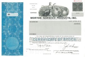 Morton-Norwich Products, Inc. - 1976 or 1978 Specimen Stock Certificate