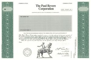 Paul Revere Corp.  -  1994 Specimen Stock Certificate