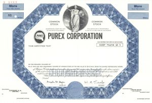 Purex Corp.  -  1927 Specimen Stock Certificate