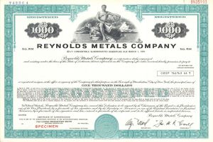 Reynolds Metals Co.  -  1928 $1,000 Specimen Bond