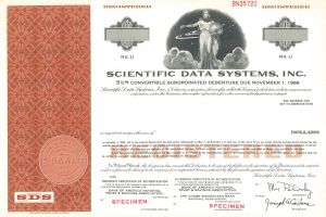 Scientific Data Systems, Inc.  -  Various Denominations Specimen Bond