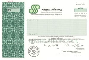 Seagate Technology, Inc.  -  1994 Specimen Stock Certificate