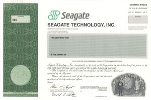 Seagate Technology, Inc. - 1995 dated Specimen Stock Certificate